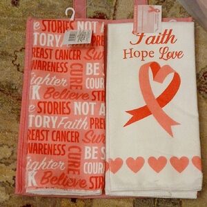 Source Unknown Pink and White Awareness Towel Set